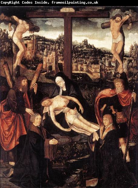 CORNELISZ VAN OOSTSANEN, Jacob Crucifixion with Donors and Saints fdg